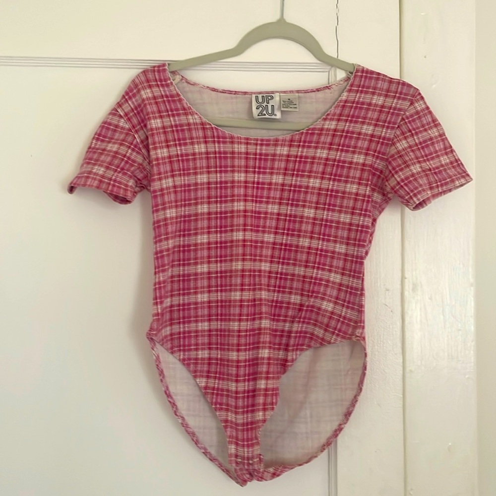 Vintage bodysuit red plaid small